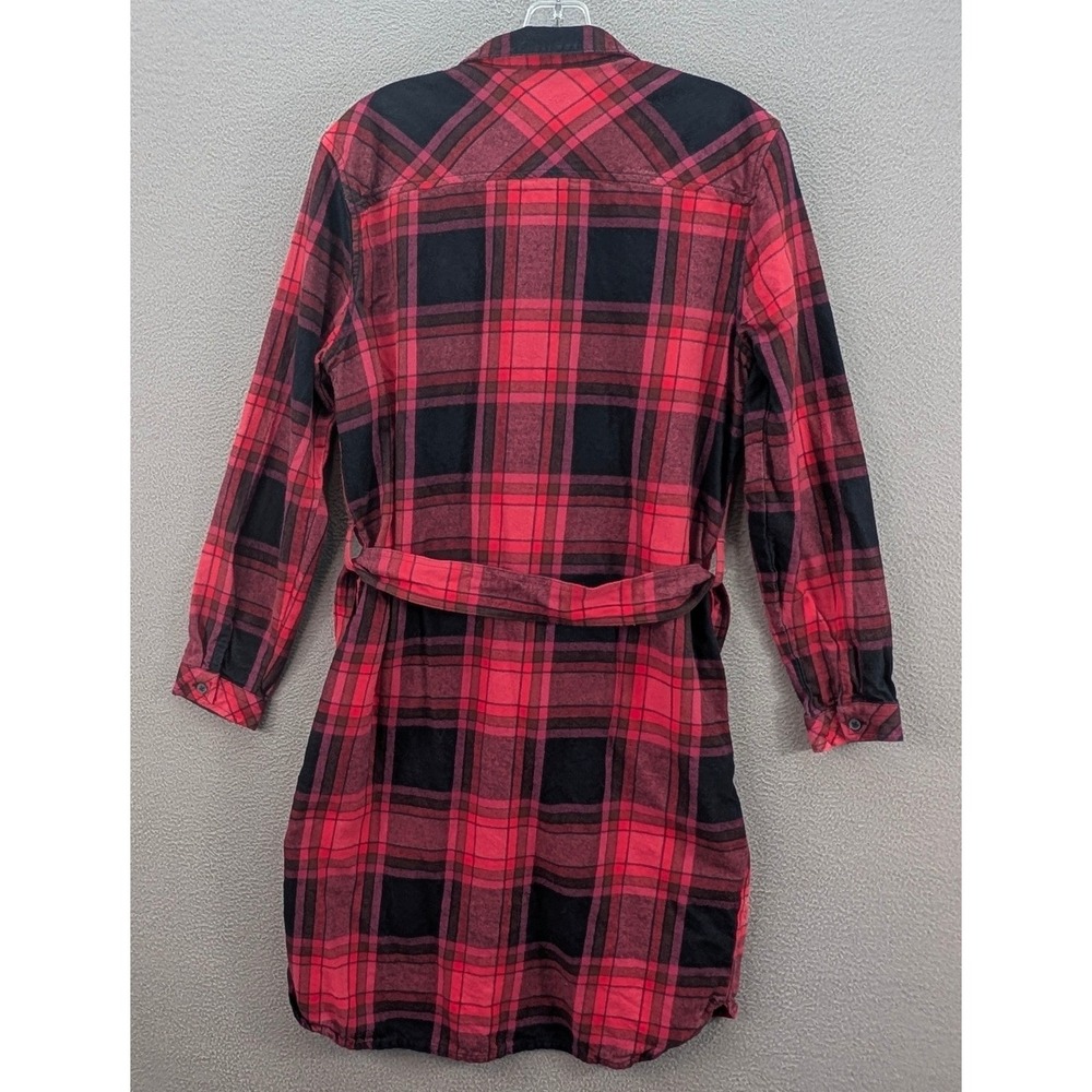 Eddie Bauer Women's Plaid Flannel Shirt Dress Size M‎ Long Sleeve Belted Tunic - Picture 4 of 11